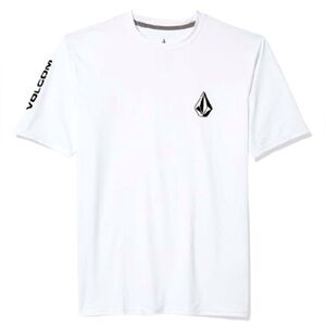 Volcom Men's Solid Short Sleeve Anti-UV 30+ UPF Rashguard - White XXL